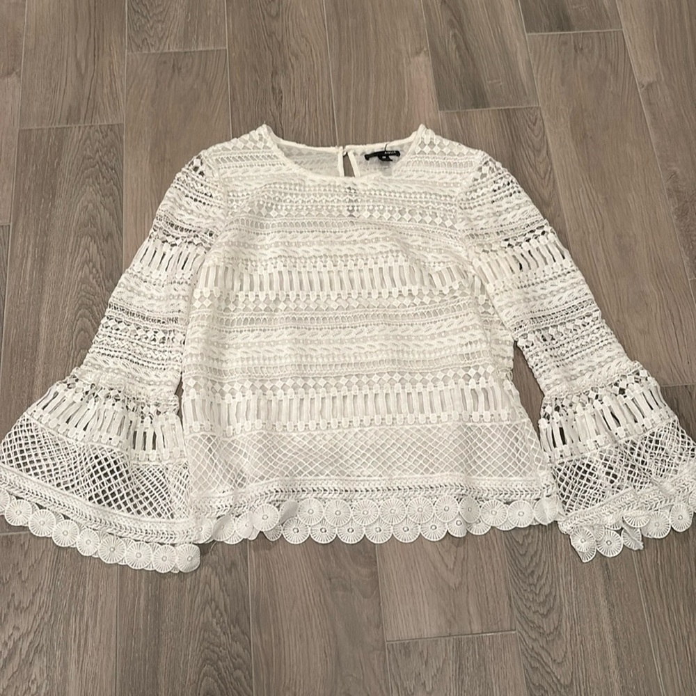 Aqua Women’s White Lace Blouse Size S